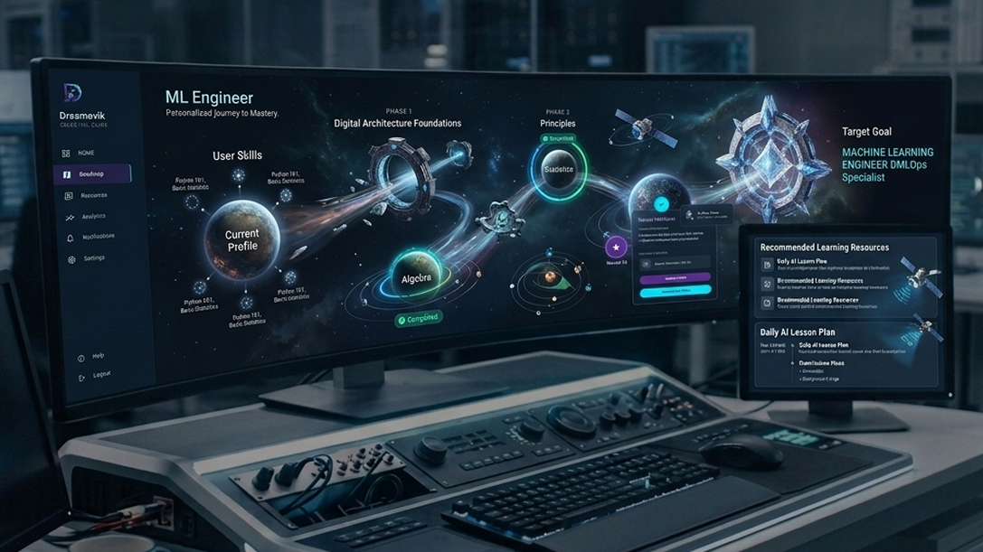 Dreamovik AI learning workspace showing a personalized roadmap